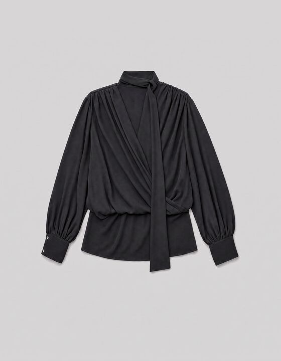 DRAPED BLOUSE WITH A TIED COLLAR