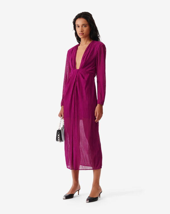 ALOFI LONG DRAPED V-NECK DRESS