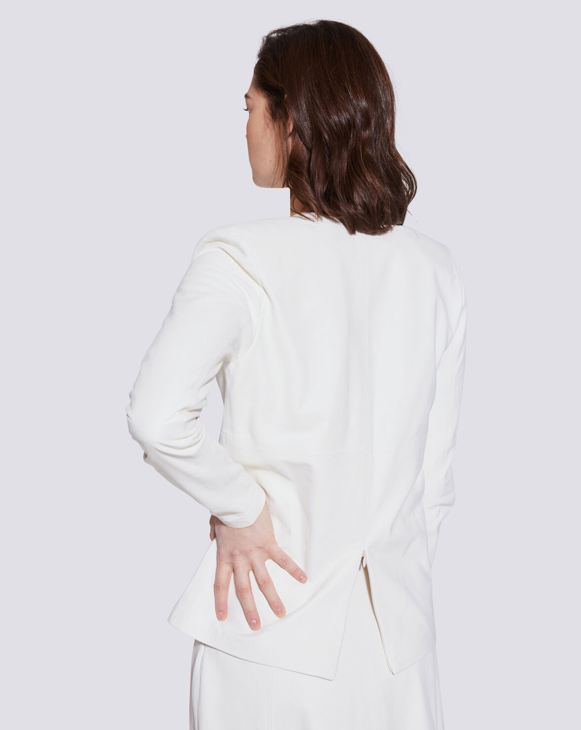 SERIE PLUNGING V NECK LEATHER TOP image number null
