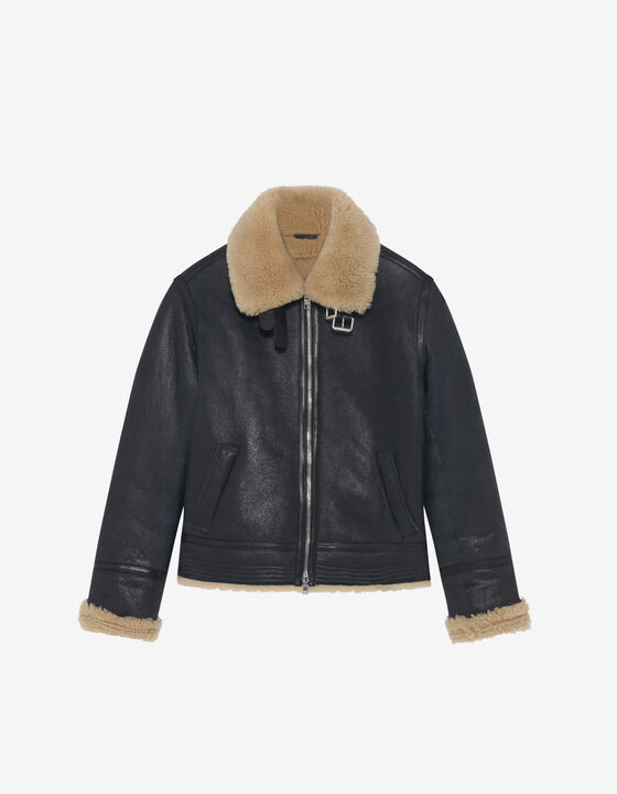 LEATHER STAND-UP COLLAR JACKET