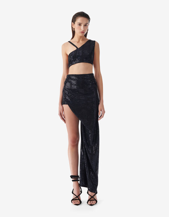 ASYMMETRICAL SEQUIN SKIRT
