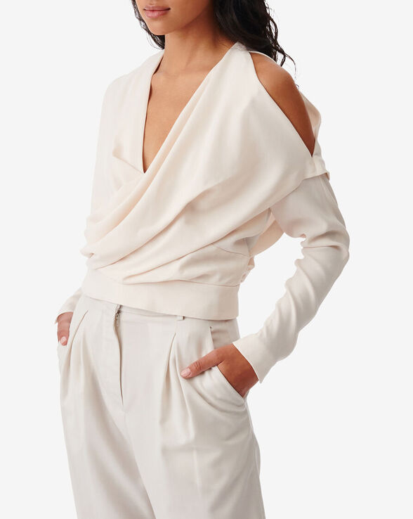 KAYLA ASYMMETRICAL CROSSOVER V-NECK TOP