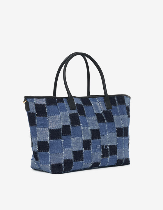 GRAND CABAS EN TOILE DENIM PATCHWORK