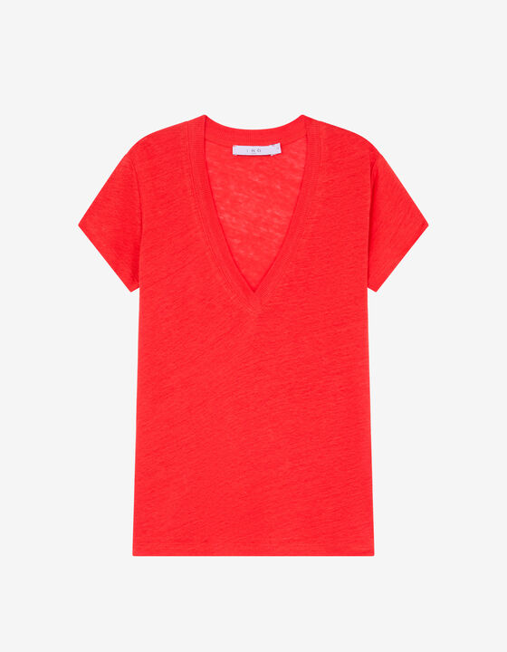 V-NECK LINEN T-SHIRT