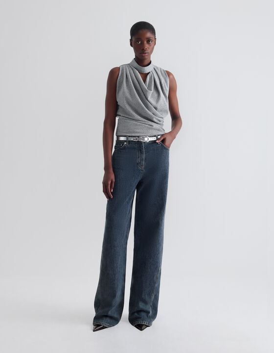 IRIDESCENT DRAPED TOP