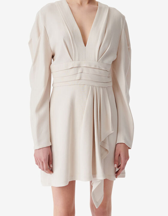 ROBE COURTE COL V &Agrave; VOLANTS