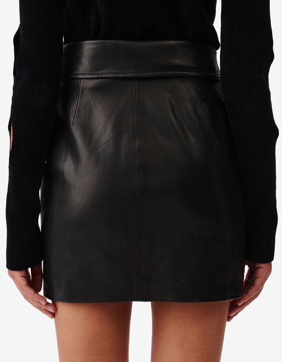 BELTED LEATHER SKIRT