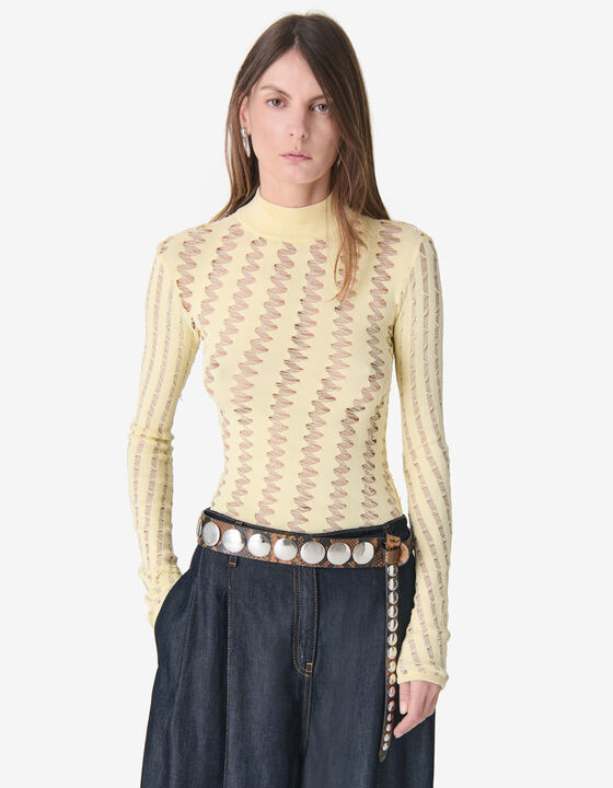 PULL AJOUR&Eacute; &Agrave; COL MONTANT