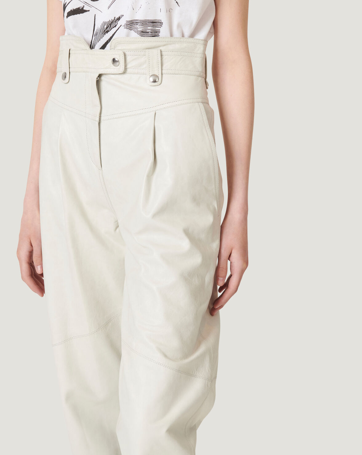 ATSU HIGH WAIST CROPPED LEATHER TROUSERS image number null