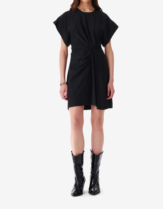 SHORT GATHERED ROUND-NECK DRESS