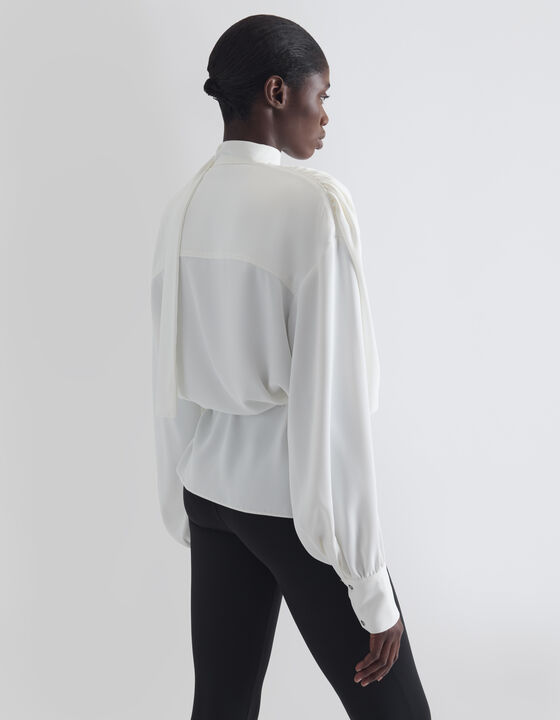 DRAPED BLOUSE WITH A TIED COLLAR
