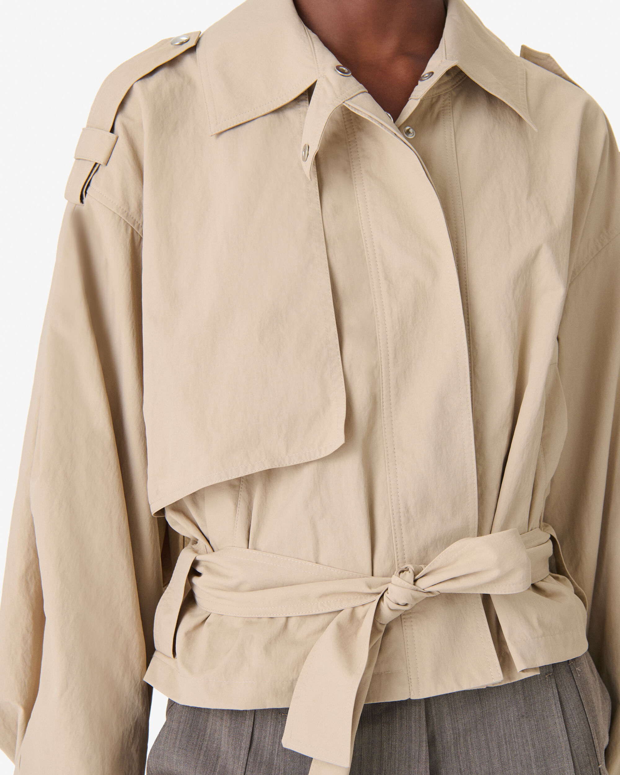 ZYNIA women beige loose-fit belted jacket | IRO