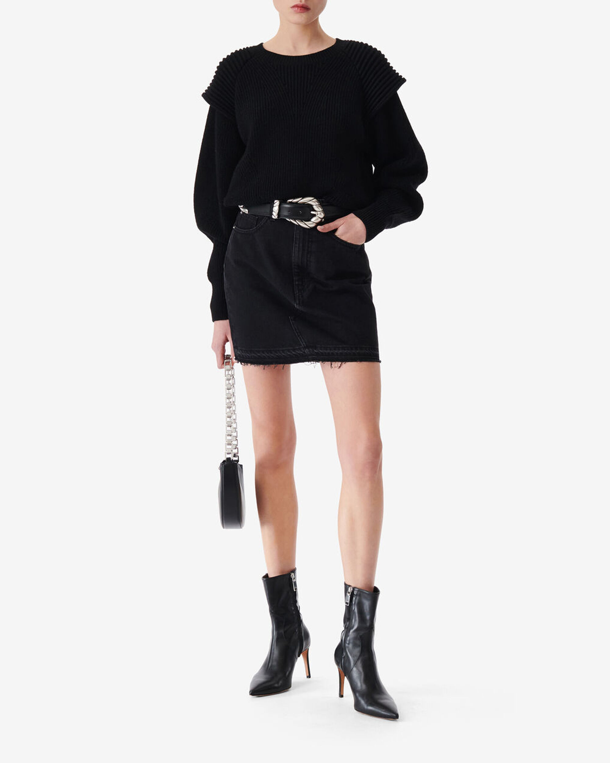 Faded black jean skirt sale