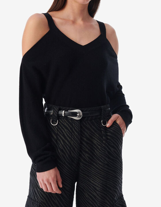 PULL COL V À DECOUPES