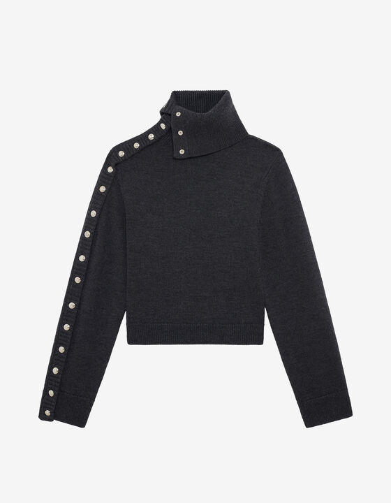 CROSS-NECK SWEATER WITH STUDS
