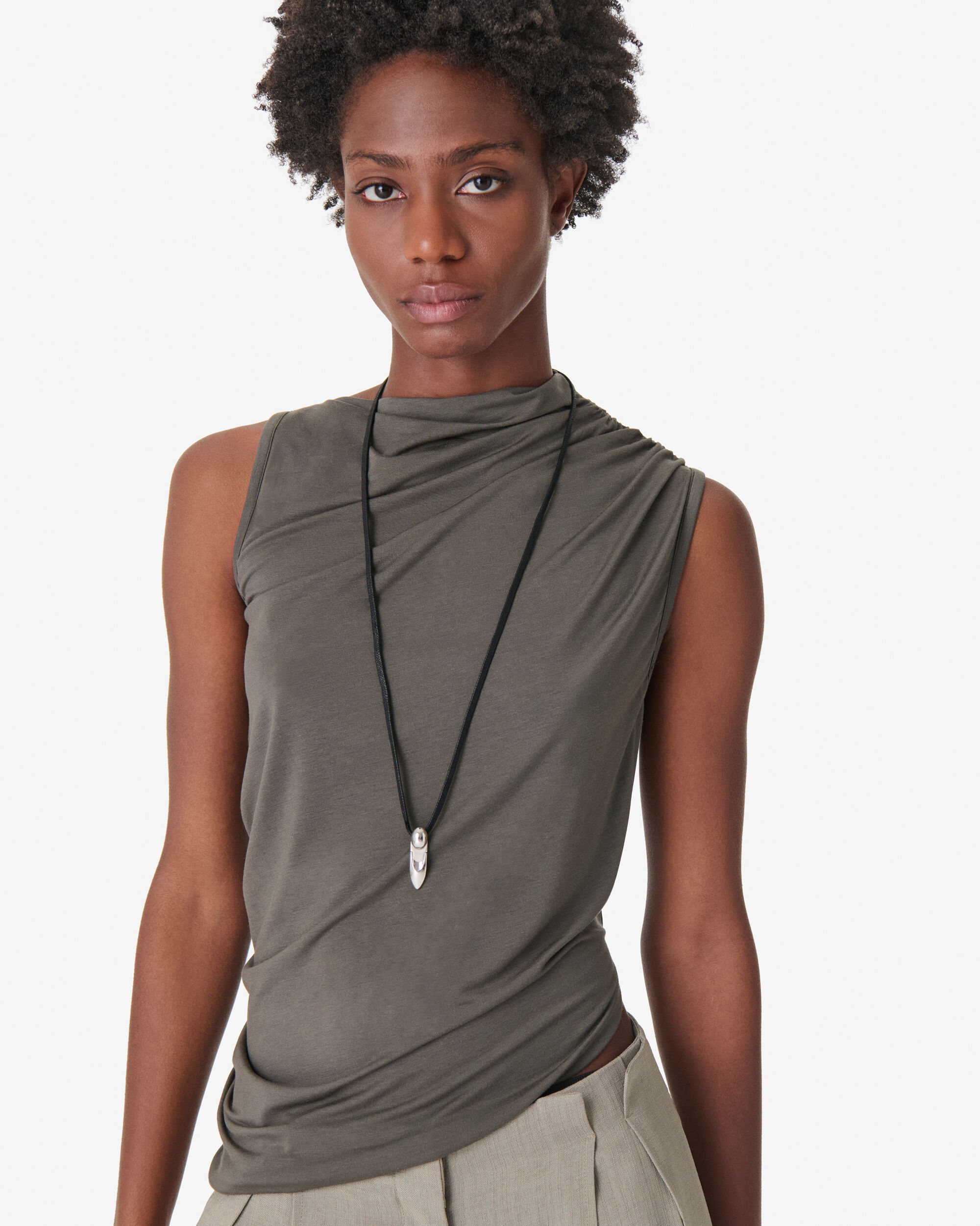 ZORYA women green asymmetrical draped top | IRO