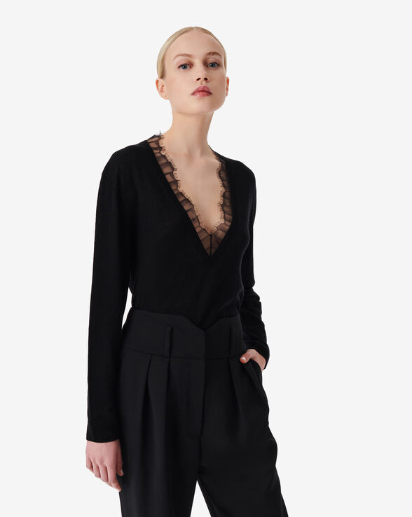PULL COL V EN DENTELLE HABY