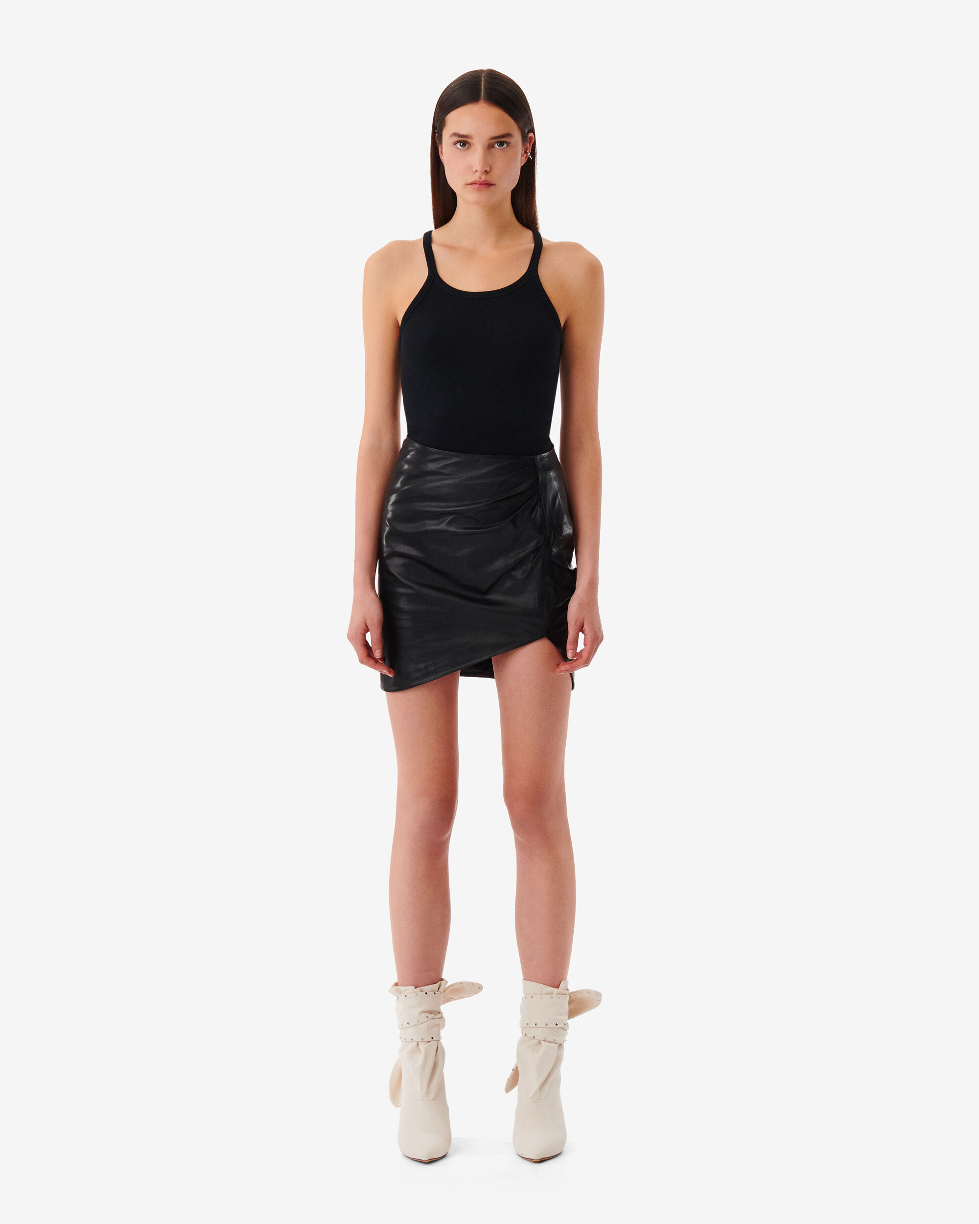 Iro leather on sale mini skirt