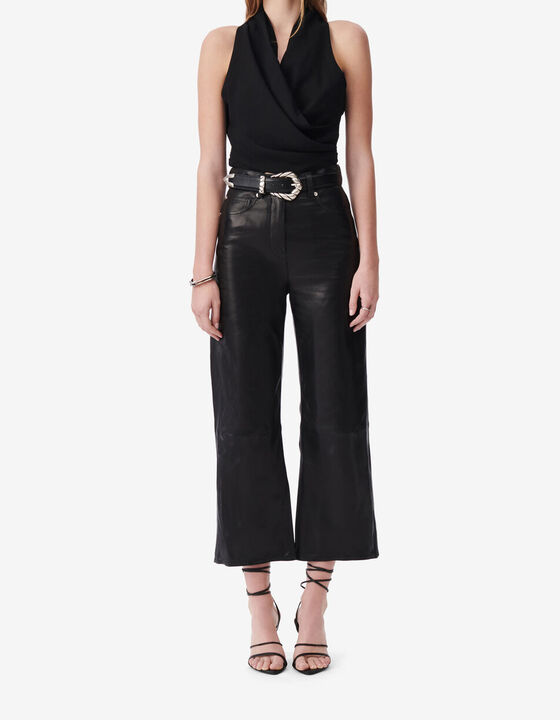 WIDE LEATHER PANTS