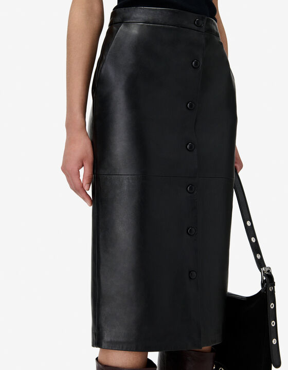 LEATHER MIDI SKIRT