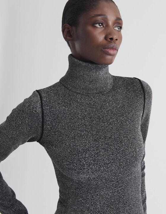 LUREX BODYSUIT WITH A ROLLED COLLAR