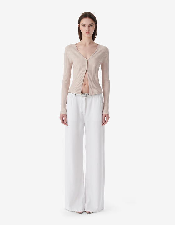 RIBBED V-NECK CARDIGAN