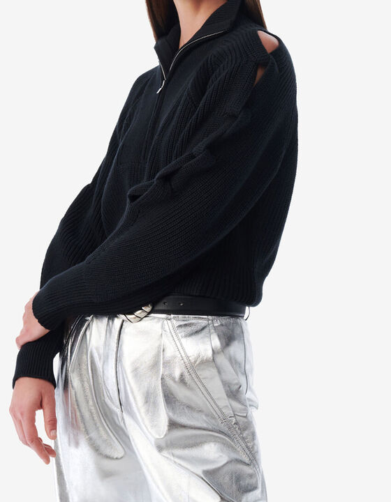 SWEATER WITH CUT-OUTS AND PUFFED SLEEVES