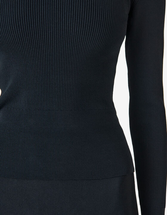 RIBBED PULLOVER WITH TURN-UP COLLAR