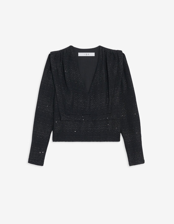HATEYA V-NECK LUREX TOP