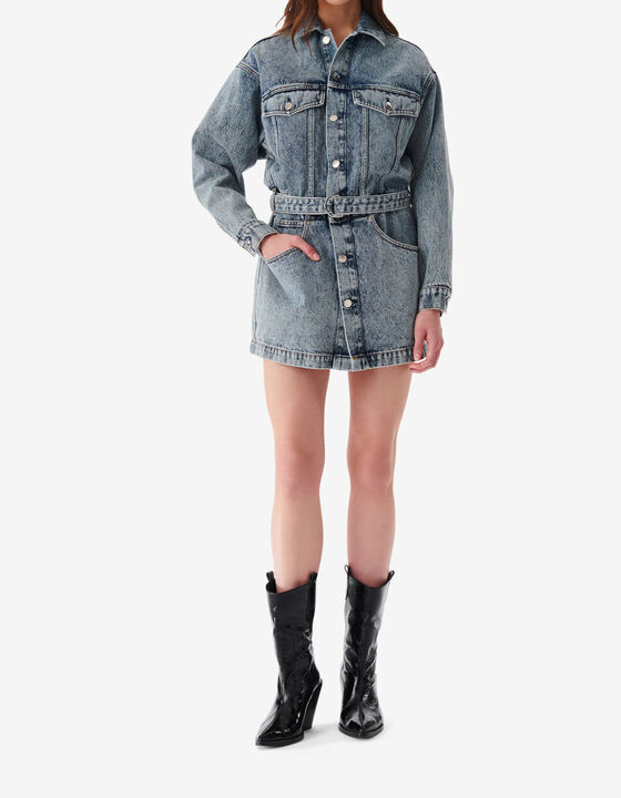 SHORT FADED DENIM DRESS
