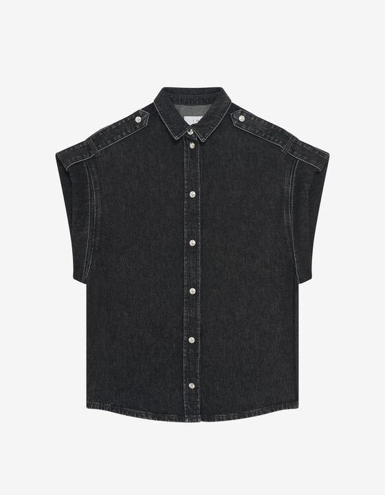 WASHED DENIM OVERSHIRT&nbsp;