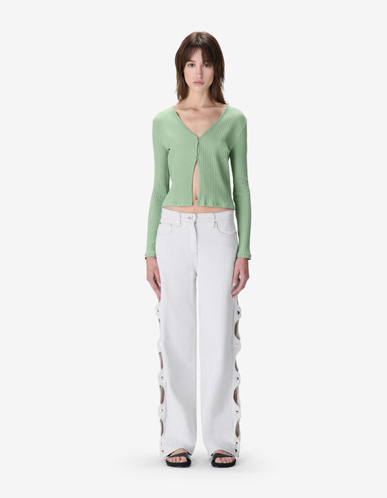 RIBBED V-NECK CARDIGAN