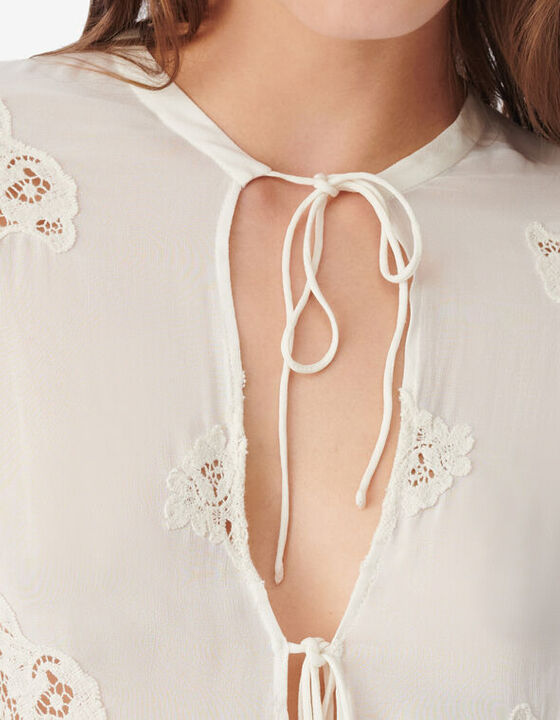 EMBROIDERED TOP WITH TIES