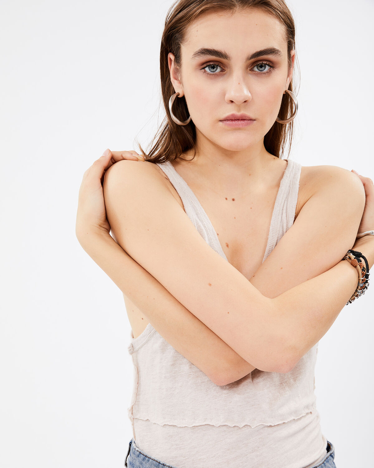 Needle Tank Top Light Brown And Ecru by IRO Paris