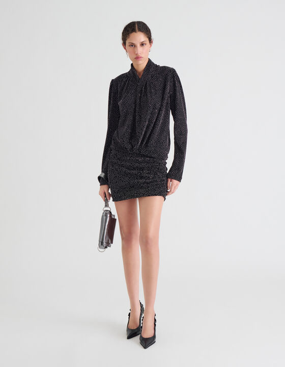DRAPED TOP WITH RHINESTONES