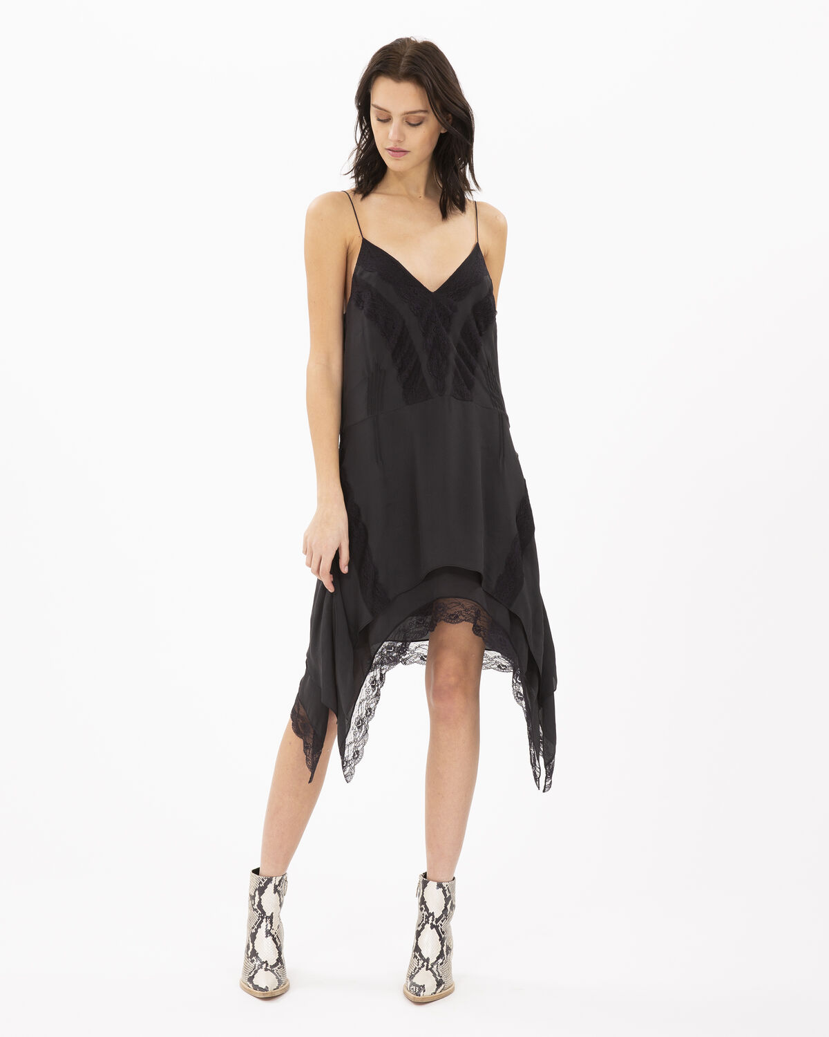 Photo of IRO Paris Gift Dress Black - Light And Fluid, This Cream Dress With Thin Straps Is Distinguished By Its Embroideries And Ruffles. Sophisticated And Elegant, Wear It With Boots For A Bohemian Rock Look. Dresses