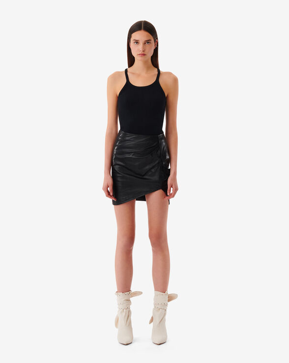 LILOA DRAPED LEATHER SKIRT