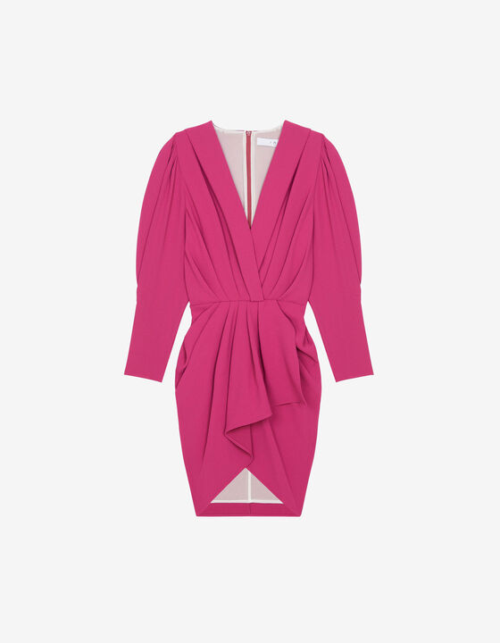 SHORT PLEATED V-NECK DRESS