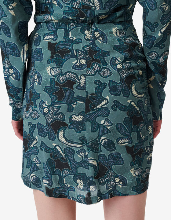 PRINTED GATHERED SKIRT