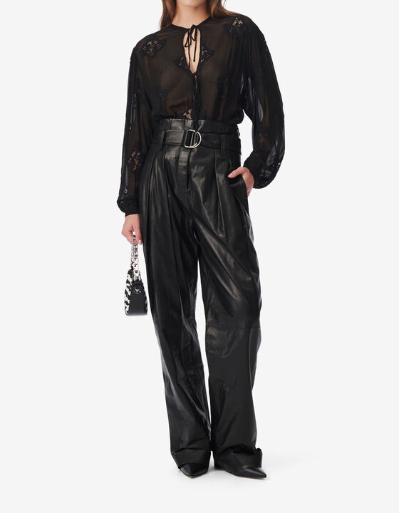 EMBROIDERED TOP WITH TIES