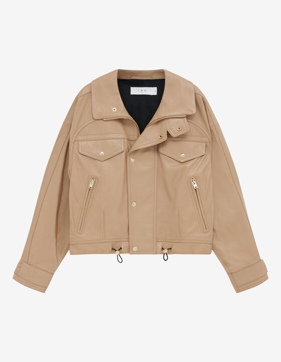 ADAHI STAND-UP COLLAR LEATHER JACKET
