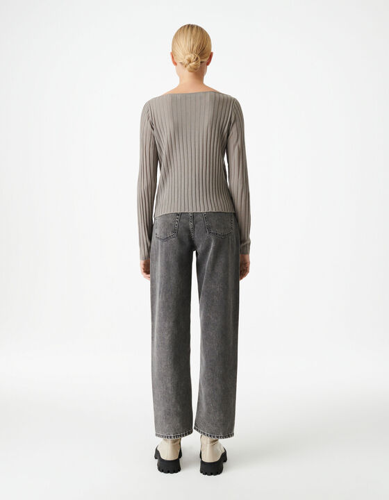 RIBBED BOAT NECK SWEATER