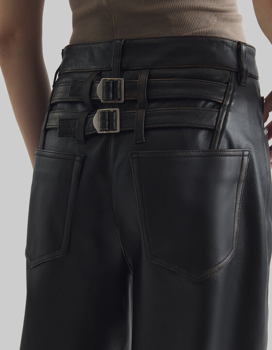 WIDE-LEG LEATHER PANTS