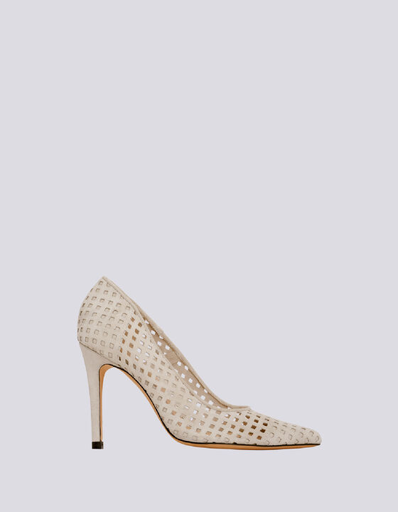LARSON PERFORATED SUEDE POINTED PUMPS