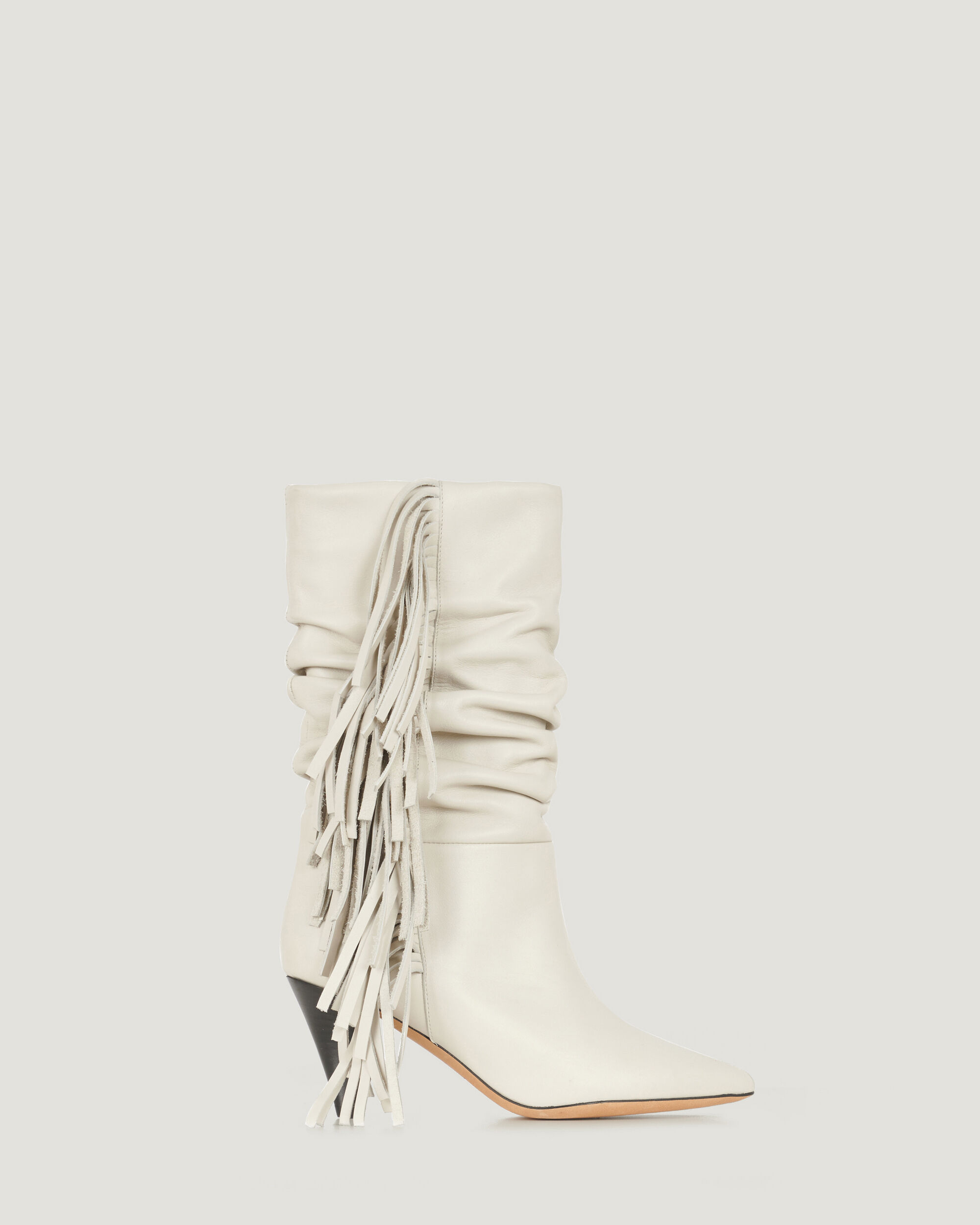 white fringe boots