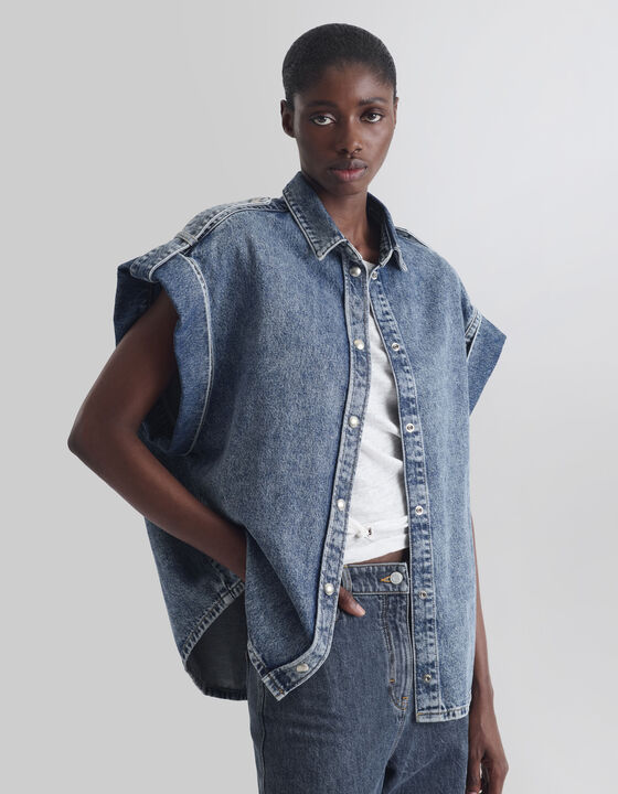 WASHED DENIM OVERSHIRT&nbsp;
