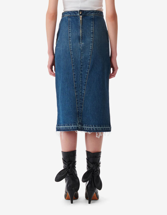 FADED DENIM MIDI SKIRT