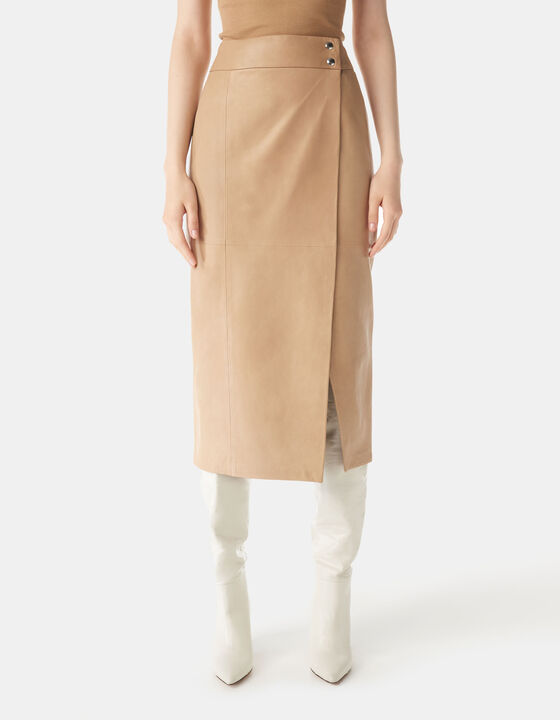 LEATHER MIDI SKIRT