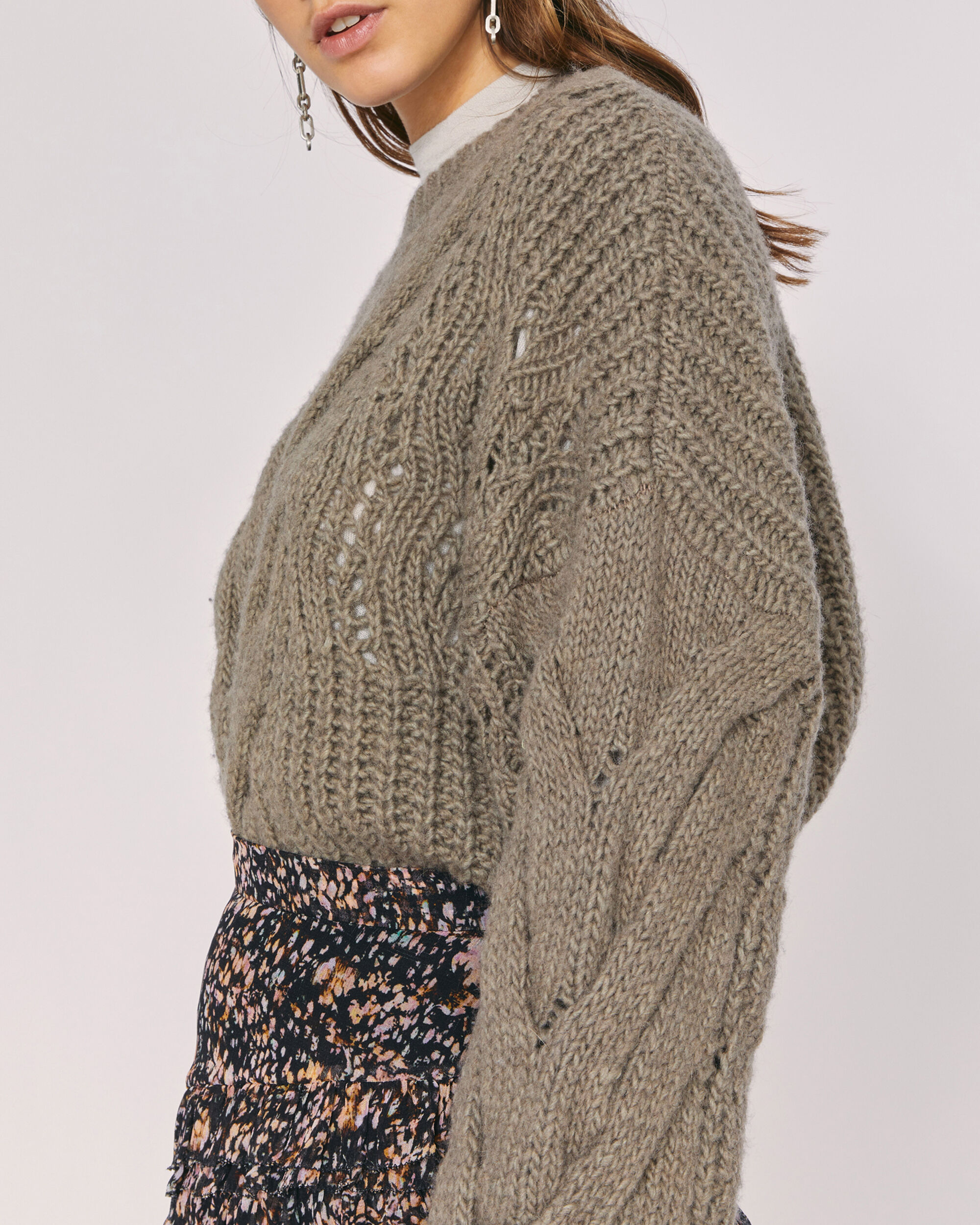 Shop Iro Hustle Oversized Open Knit Sweater In Khaki