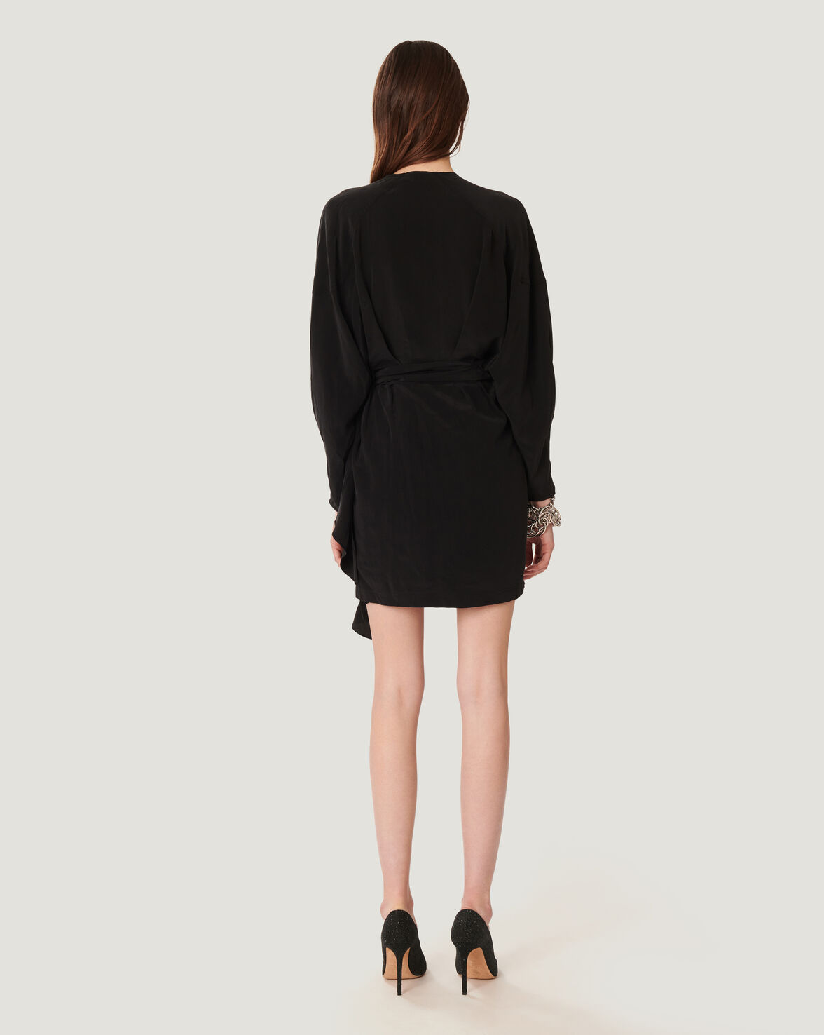 INIMA DRAPED SILK WRAP DRESS image number null